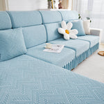 Stretchable Chaise Lounge Sofa Covers and Couch Seat Covers with Skirt for Sectional Couches