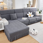 Stretchable Chaise Lounge Sofa Covers and Couch Seat Covers with Skirt for Sectional Couches