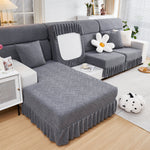 Stretchable Chaise Lounge Sofa Covers and Couch Seat Covers with Skirt for Sectional Couches