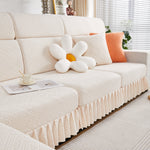 Stretchable Chaise Lounge Sofa Covers and Couch Seat Covers with Skirt for Sectional Couches
