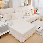 Stretchable Chaise Lounge Sofa Covers and Couch Seat Covers with Skirt for Sectional Couches