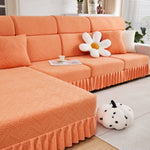 Stretchable Chaise Lounge Sofa Covers and Couch Seat Covers with Skirt for Sectional Couches