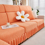 Stretchable Chaise Lounge Sofa Covers and Couch Seat Covers with Skirt for Sectional Couches