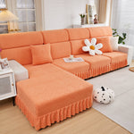 Stretchable Chaise Lounge Sofa Covers and Couch Seat Covers with Skirt for Sectional Couches