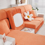 Stretchable Chaise Lounge Sofa Covers and Couch Seat Covers with Skirt for Sectional Couches