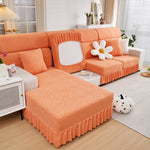 Stretchable Chaise Lounge Sofa Covers and Couch Seat Covers with Skirt for Sectional Couches