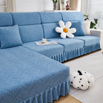 Stretchable Chaise Lounge Sofa Covers and Couch Seat Covers with Skirt for Sectional Couches