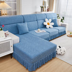 Stretchable Chaise Lounge Sofa Covers and Couch Seat Covers with Skirt for Sectional Couches