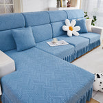 Stretchable Chaise Lounge Sofa Covers and Couch Seat Covers with Skirt for Sectional Couches