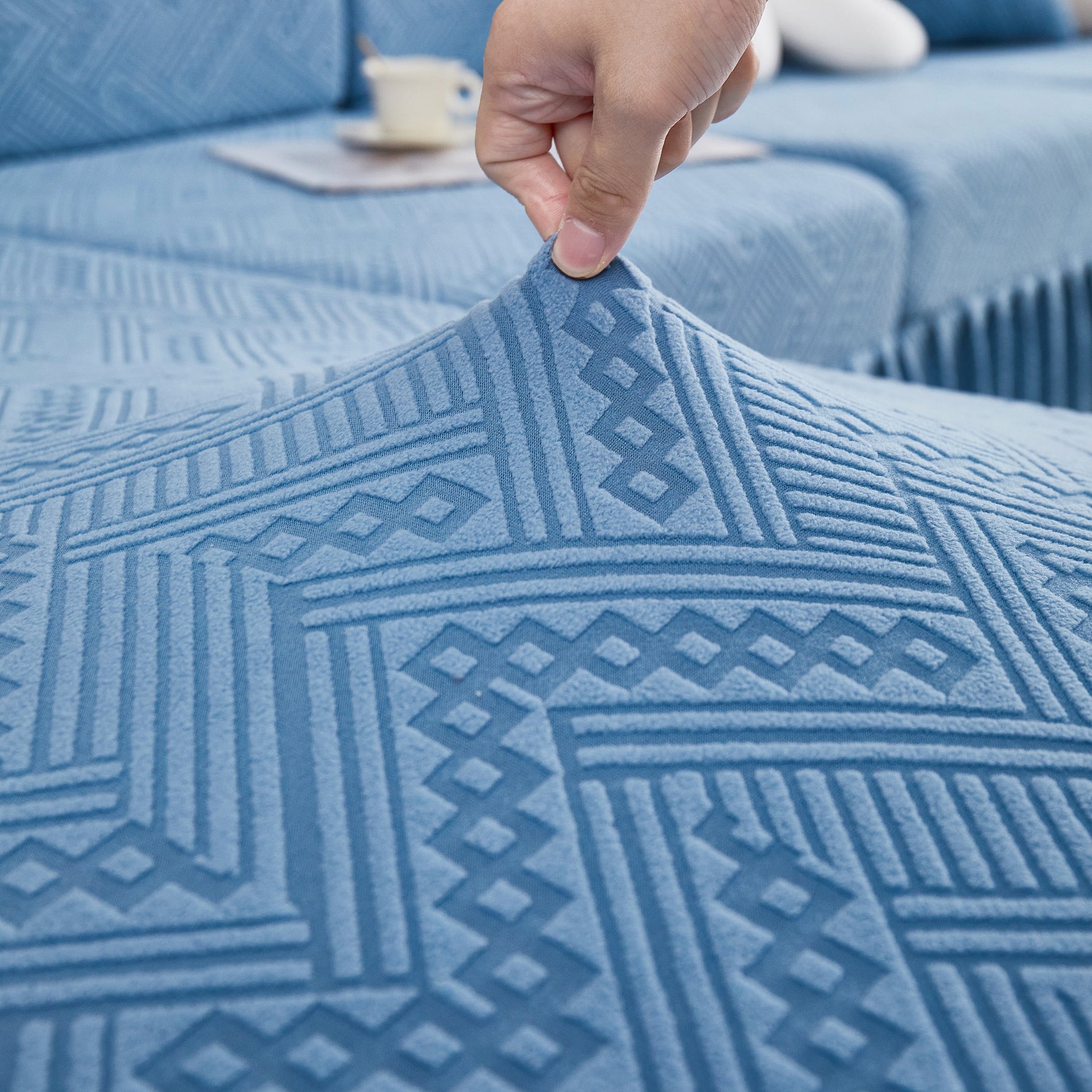 Stretchable Chaise Lounge Sofa Covers and Couch Seat Covers with Skirt for Sectional Couches