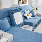 Stretchable Chaise Lounge Sofa Covers and Couch Seat Covers with Skirt for Sectional Couches