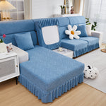 Stretchable Chaise Lounge Sofa Covers and Couch Seat Covers with Skirt for Sectional Couches