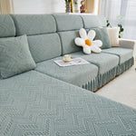 Stretchable Chaise Lounge Sofa Covers and Couch Seat Covers with Skirt for Sectional Couches
