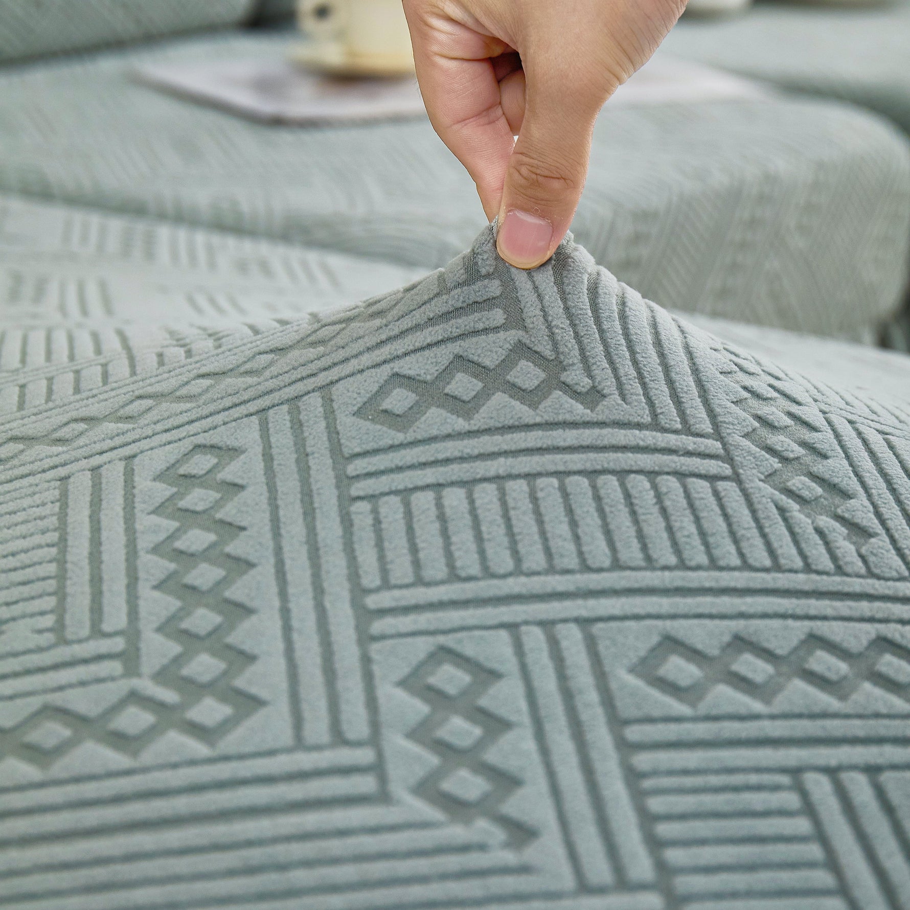 Stretchable Chaise Lounge Sofa Covers and Couch Seat Covers with Skirt for Sectional Couches