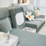Stretchable Chaise Lounge Sofa Covers and Couch Seat Covers with Skirt for Sectional Couches