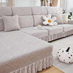 Stretchable Chaise Lounge Sofa Covers and Couch Seat Covers with Skirt for Sectional Couches