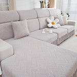 Stretchable Chaise Lounge Sofa Covers and Couch Seat Covers with Skirt for Sectional Couches