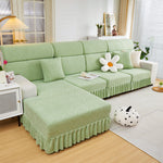 Stretchable Chaise Lounge Sofa Covers and Couch Seat Covers with Skirt for Sectional Couches