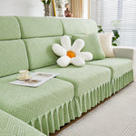 Stretchable Chaise Lounge Sofa Covers and Couch Seat Covers with Skirt for Sectional Couches
