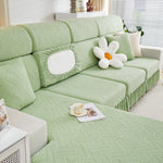 Stretchable Chaise Lounge Sofa Covers and Couch Seat Covers with Skirt for Sectional Couches