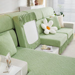 Stretchable Chaise Lounge Sofa Covers and Couch Seat Covers with Skirt for Sectional Couches