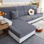 Stretchable Cotton Velvet Non-Slip Furniture Covers Couch Cushion Covers for L-Shaped Sofa, Pets