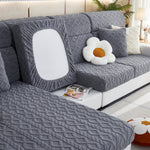 Stretchable Cotton Velvet Non-Slip Furniture Covers Couch Cushion Covers for L-Shaped Sofa, Pets