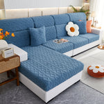 Stretchable Cotton Velvet Non-Slip Furniture Covers Couch Cushion Covers for L-Shaped Sofa, Pets