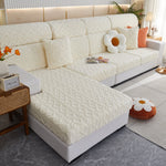 Stretchable Cotton Velvet Non-Slip Furniture Covers Couch Cushion Covers for L-Shaped Sofa, Pets