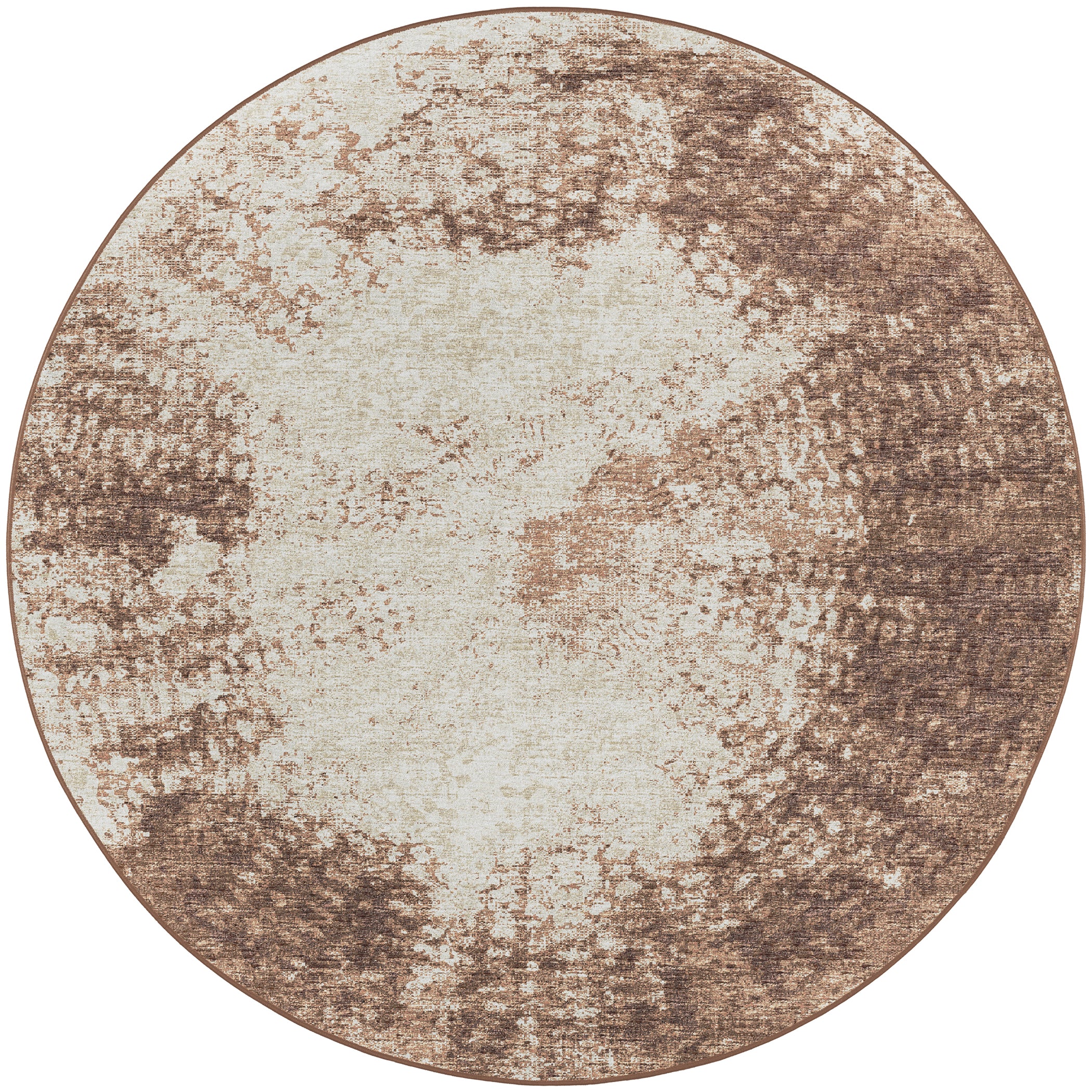 Indoor/Outdoor Transitional WL1 Chocolate Brown Rug 4' x 4' #shape_Round
