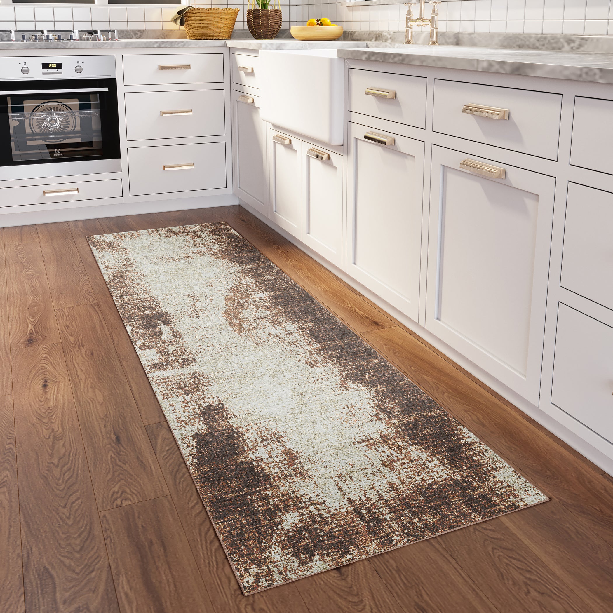 Indoor/Outdoor Transitional WL1 Chocolate Brown Rug 2'6" x 10' #shape_Runner