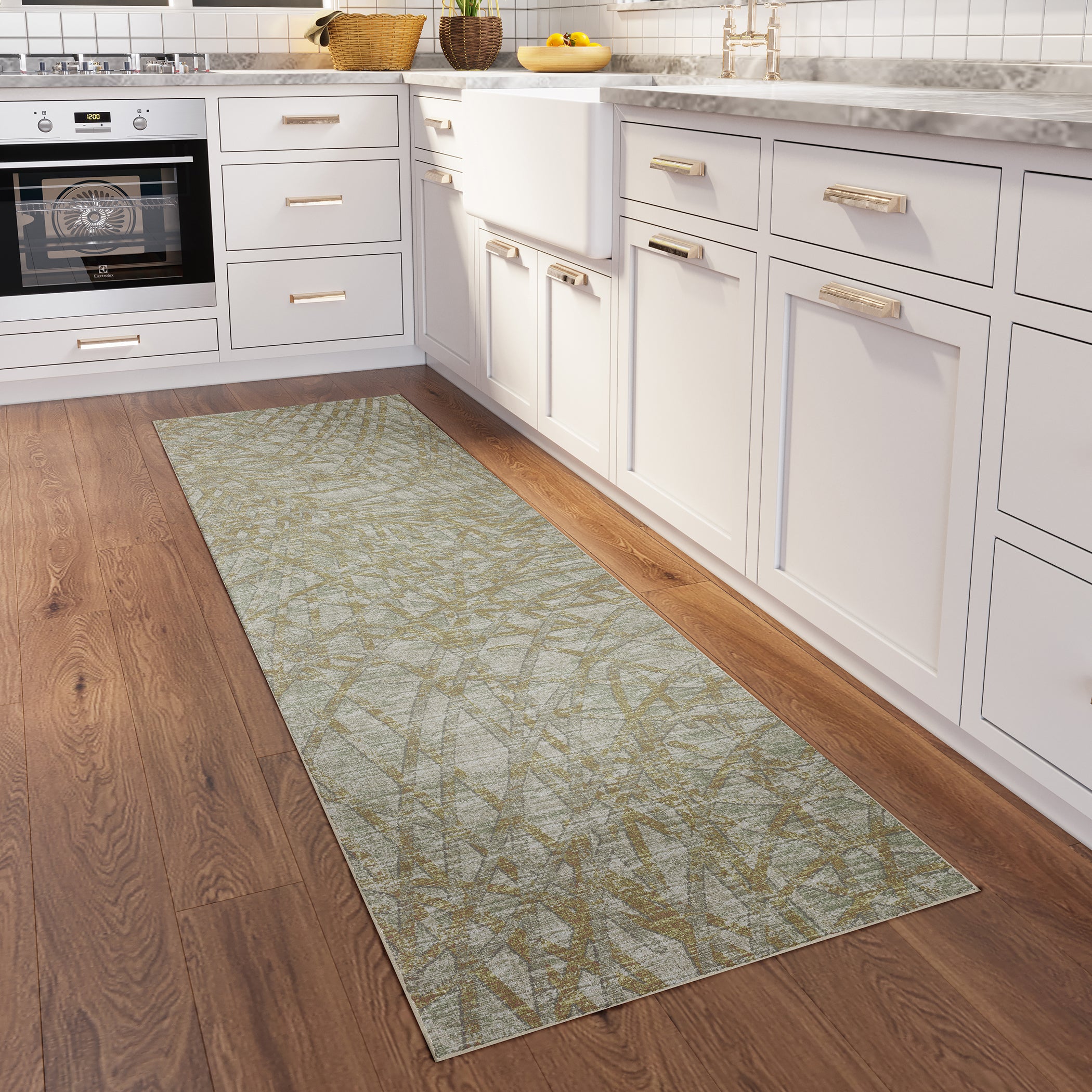 Indoor/Outdoor Transitional WL2 Aloe Green Rug 2'6" x 10' #shape_Runner