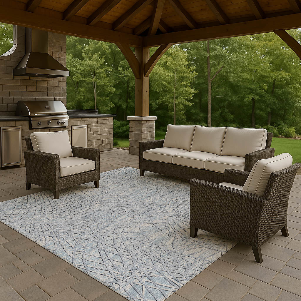 Indoor/Outdoor Transitional WL2 Indigo Blue Rug 3' x 5' #shape_Rectangle