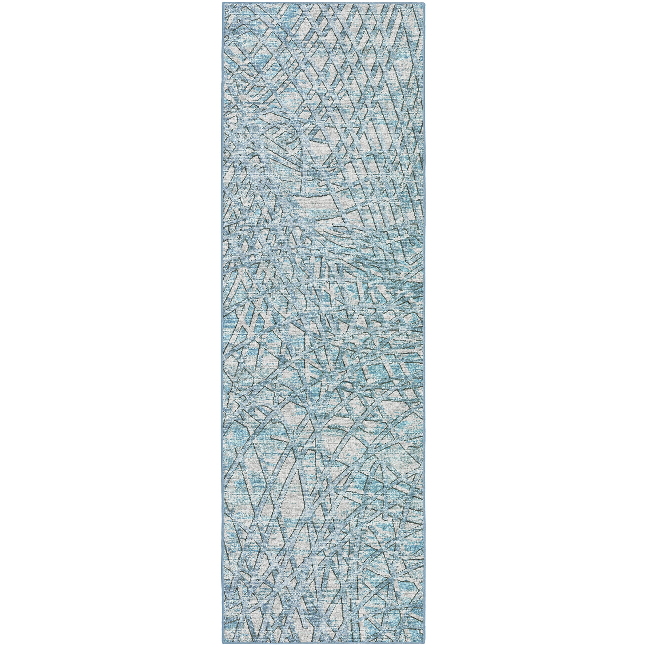 Indoor/Outdoor Transitional WL2 Indigo Blue Rug 2'6" x 10' #shape_Runner