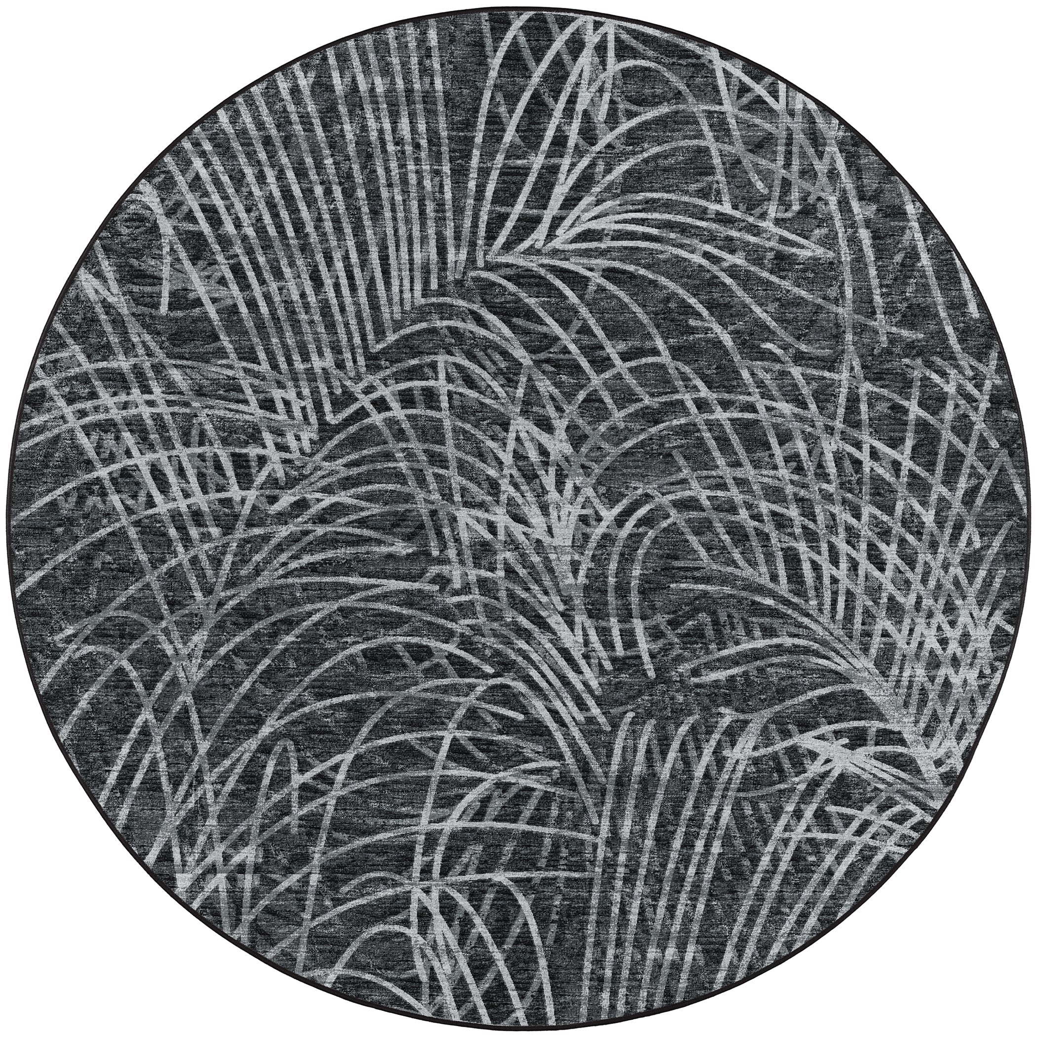 Indoor/Outdoor Transitional WL2 Midnight Black Rug 4' x 4' #shape_Round