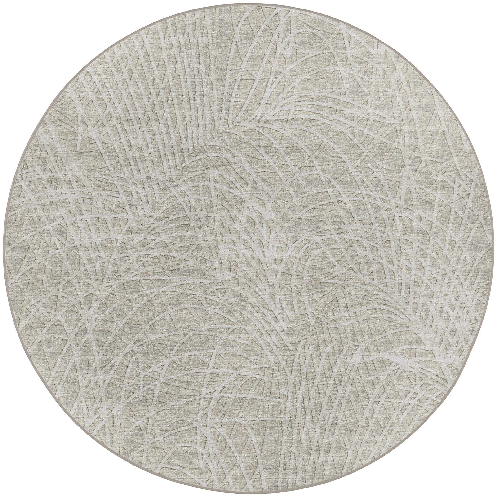Indoor/Outdoor Transitional WL2 Taupe Brown Rug 4' x 4' #shape_Round