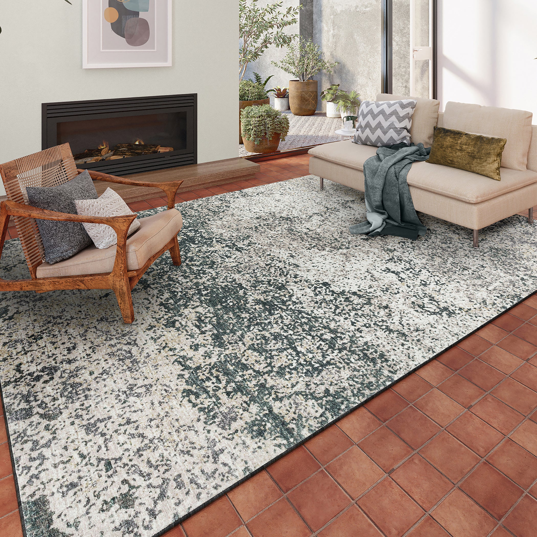 Indoor/Outdoor Transitional WL3 Graphite Gray Rug 3' x 5' #shape_Rectangle