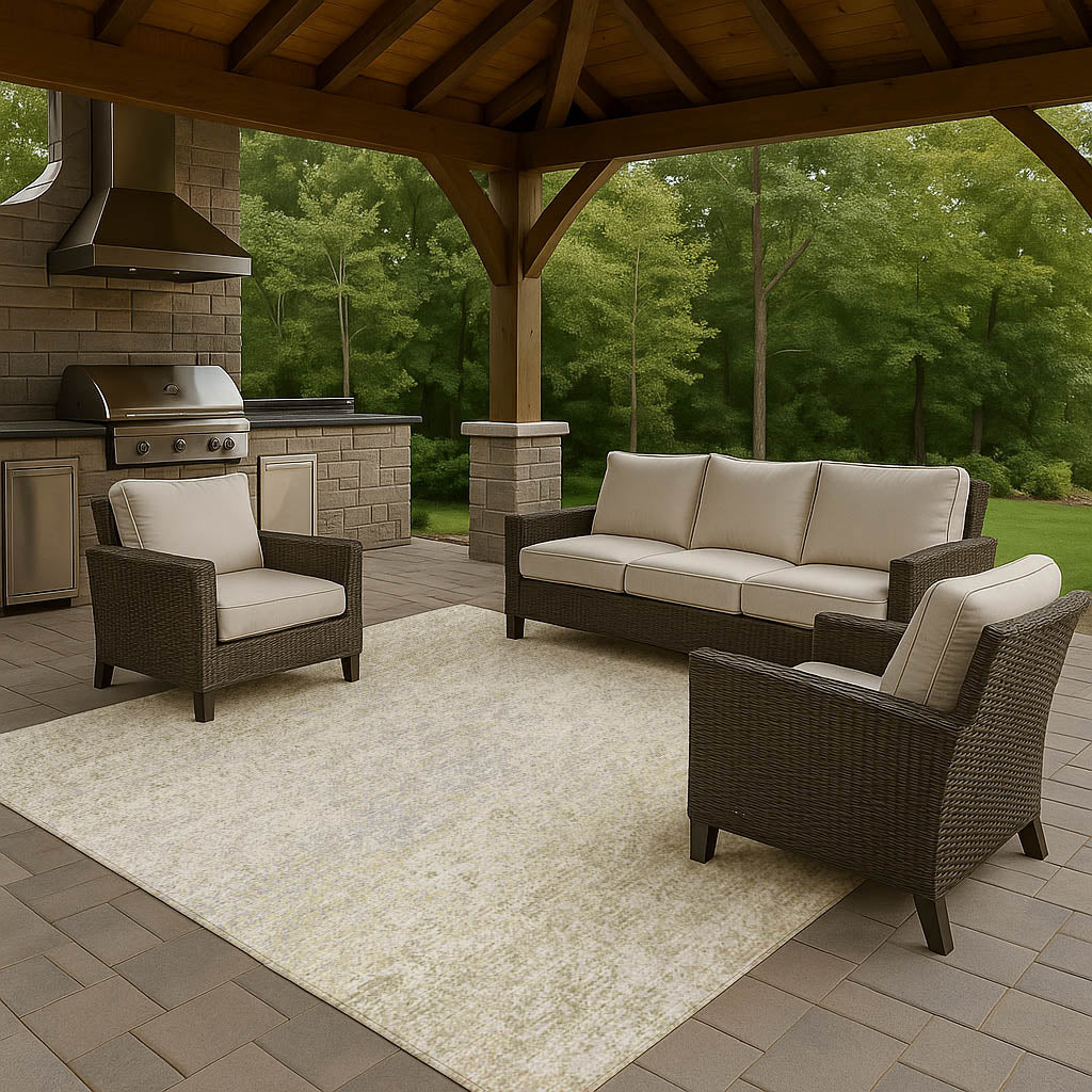 Indoor/Outdoor Transitional WL3 Khaki Brown Rug 3' x 5' #shape_Rectangle