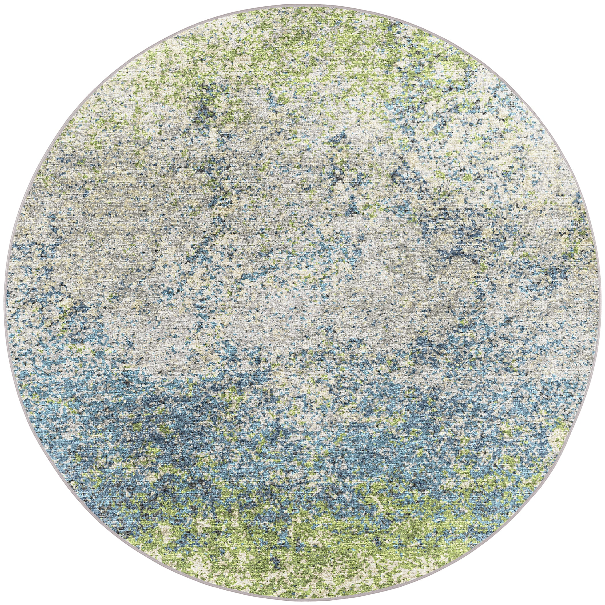 Indoor/Outdoor Transitional WL3 Meadow Green Rug 4' x 4' #shape_Round