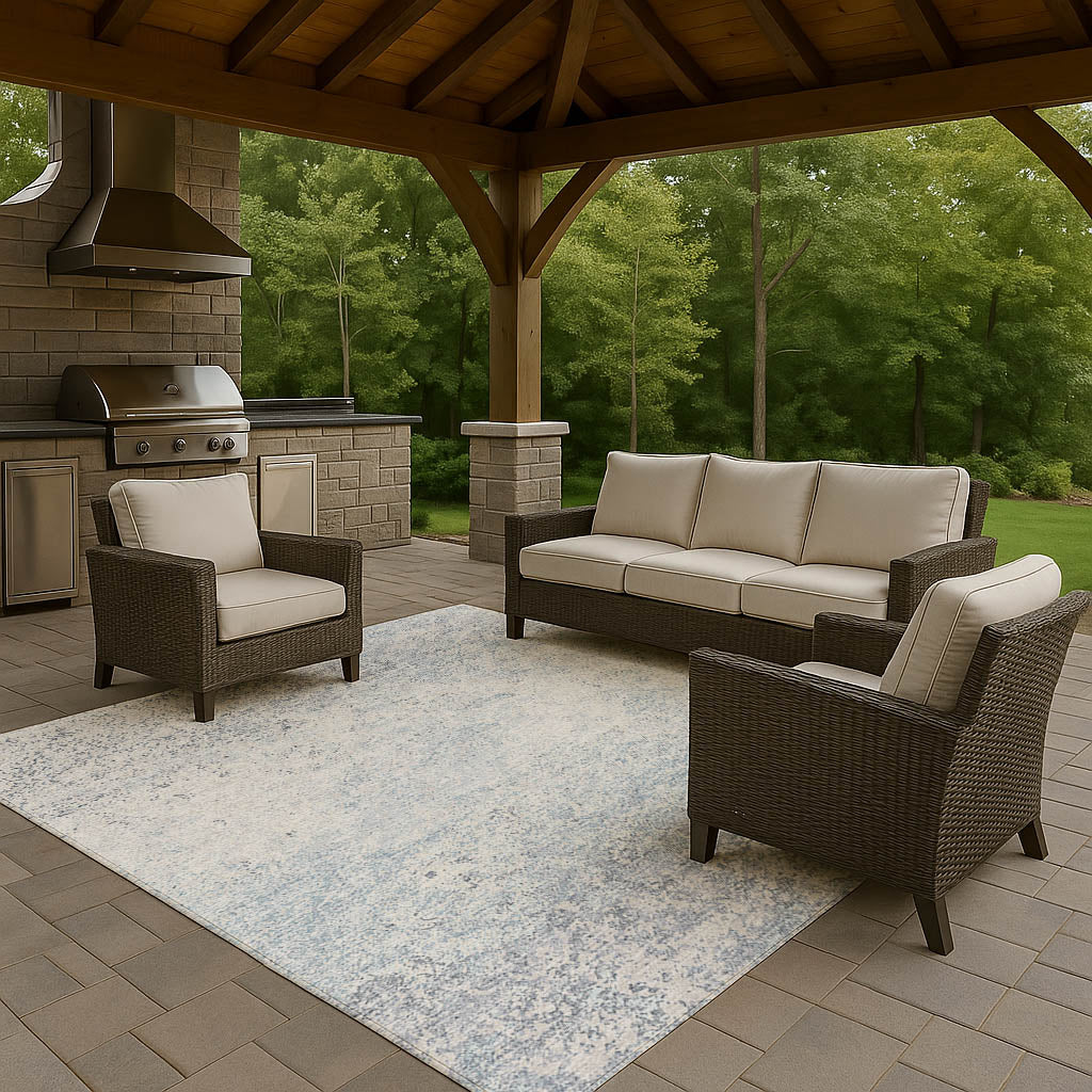Indoor/Outdoor Transitional WL3 Sky Blue Rug 3' x 5' #shape_Rectangle