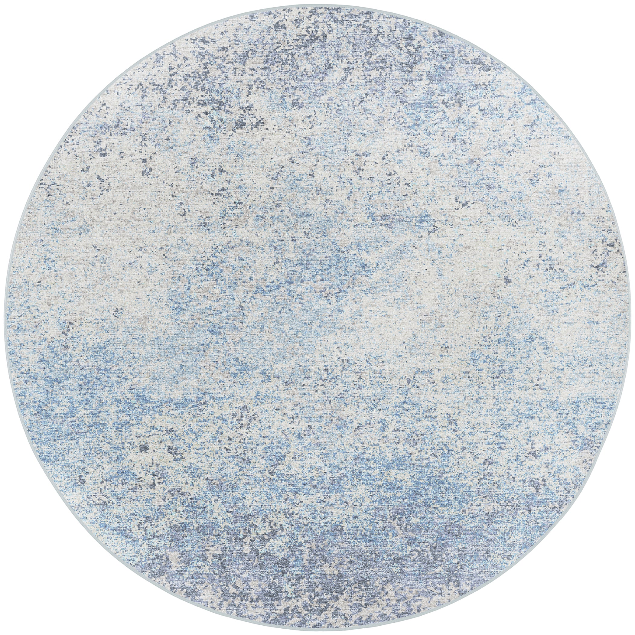 Indoor/Outdoor Transitional WL3 Sky Blue Rug 4' x 4' #shape_Round