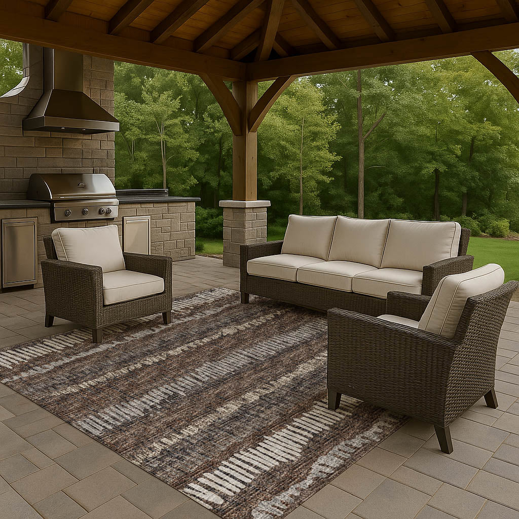 Indoor/Outdoor Transitional WL4 Coffee Brown Rug 3' x 5' #shape_Rectangle