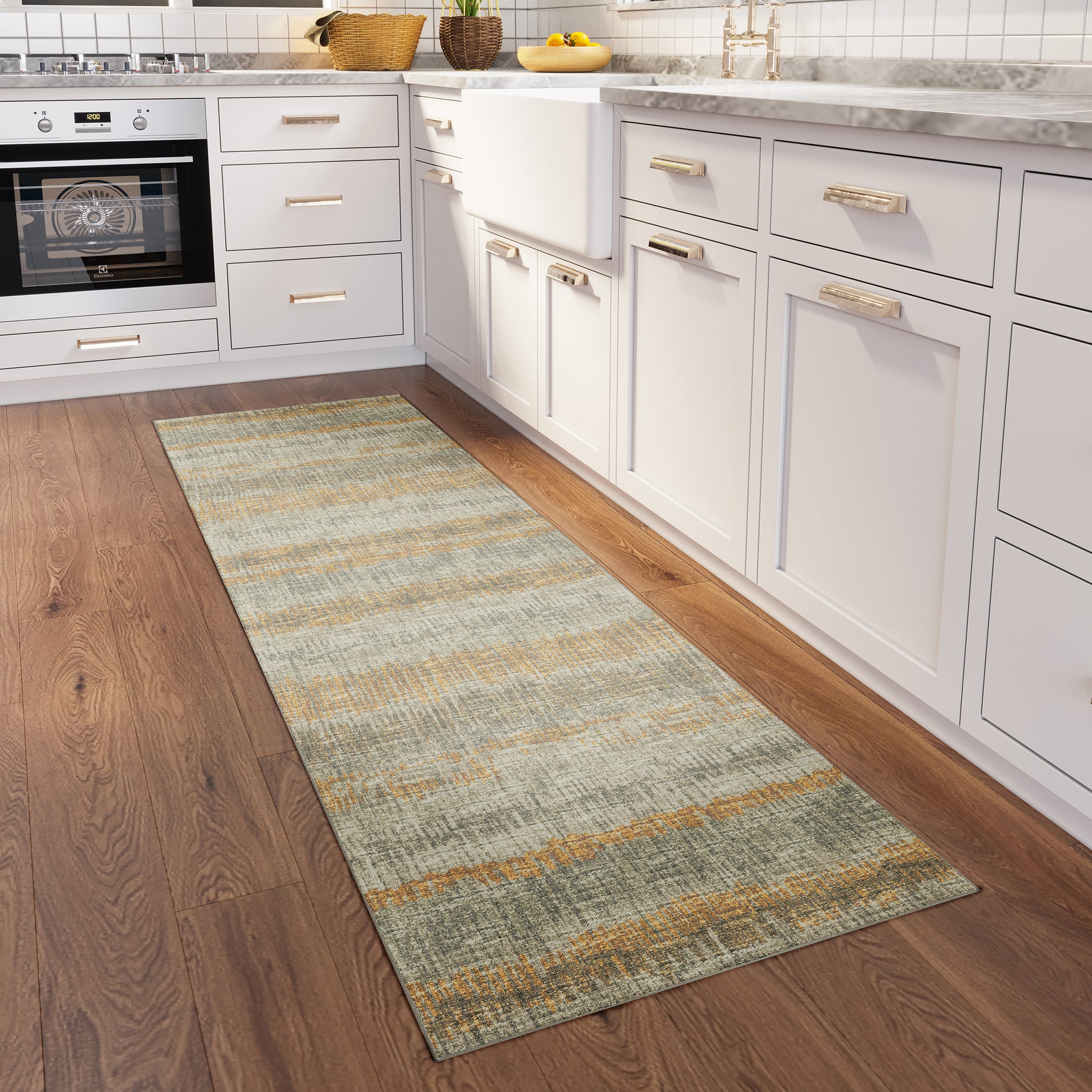 Indoor/Outdoor Transitional WL4 Khaki Brown Rug 2'6" x 10' #shape_Runner