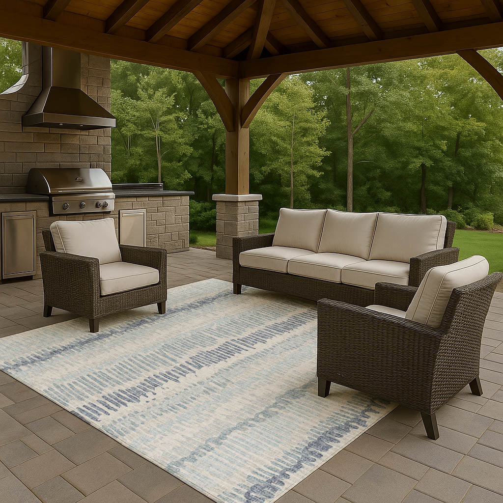 Indoor/Outdoor Transitional WL4 Sky Blue Rug 3' x 5' #shape_Rectangle