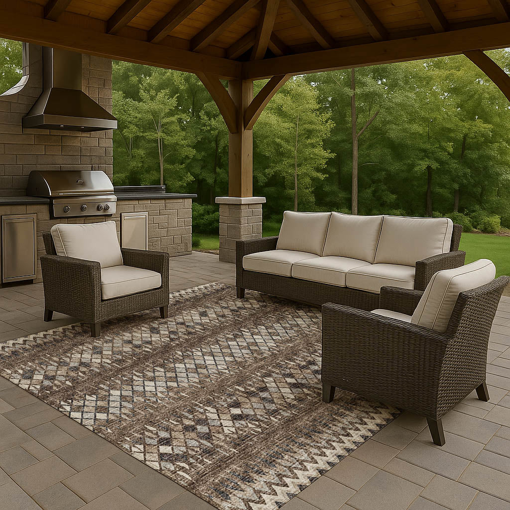 Indoor/Outdoor Transitional WL5 Driftwood Brown Rug 3' x 5' #shape_Rectangle
