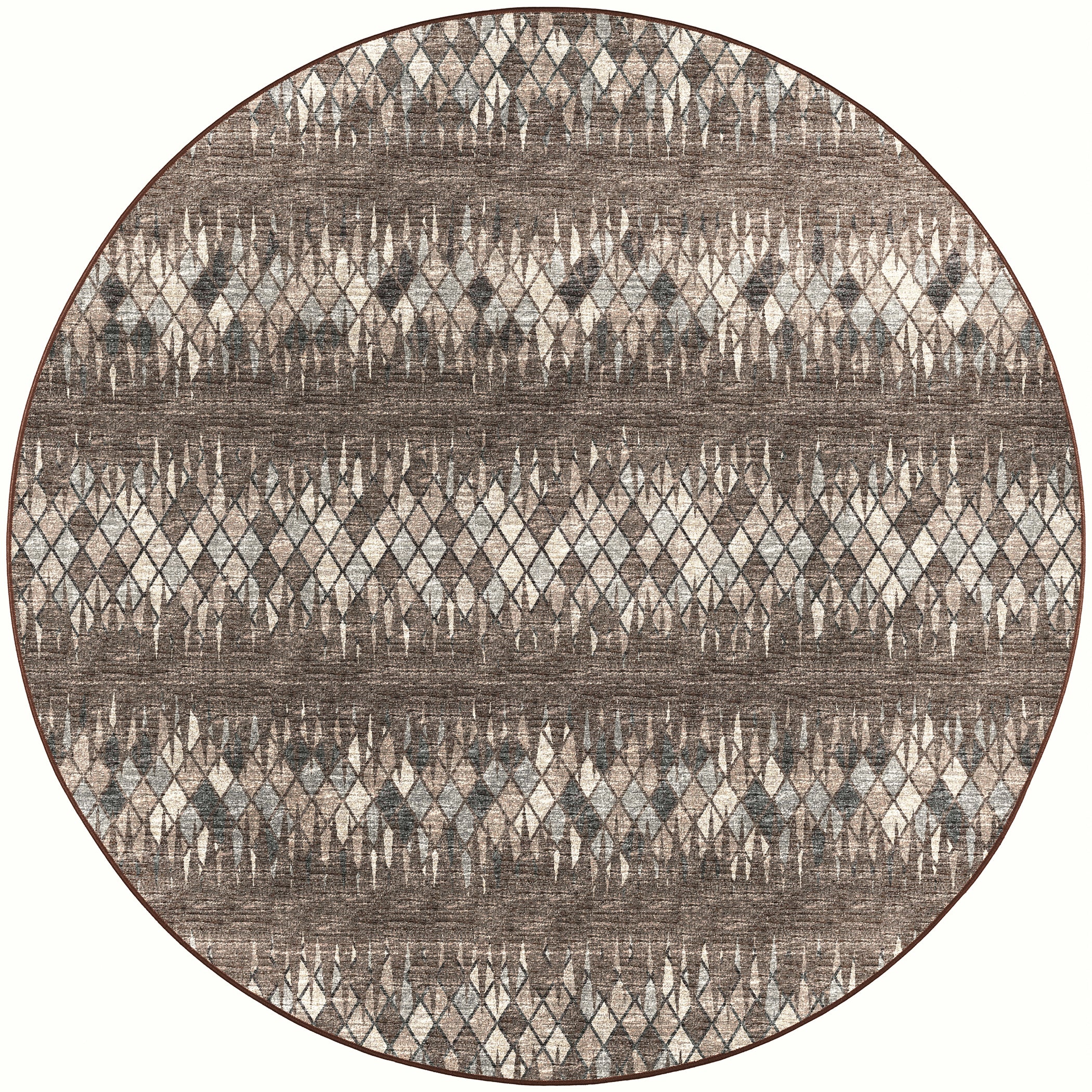 Indoor/Outdoor Transitional WL5 Driftwood Brown Rug 4' x 4' #shape_Round
