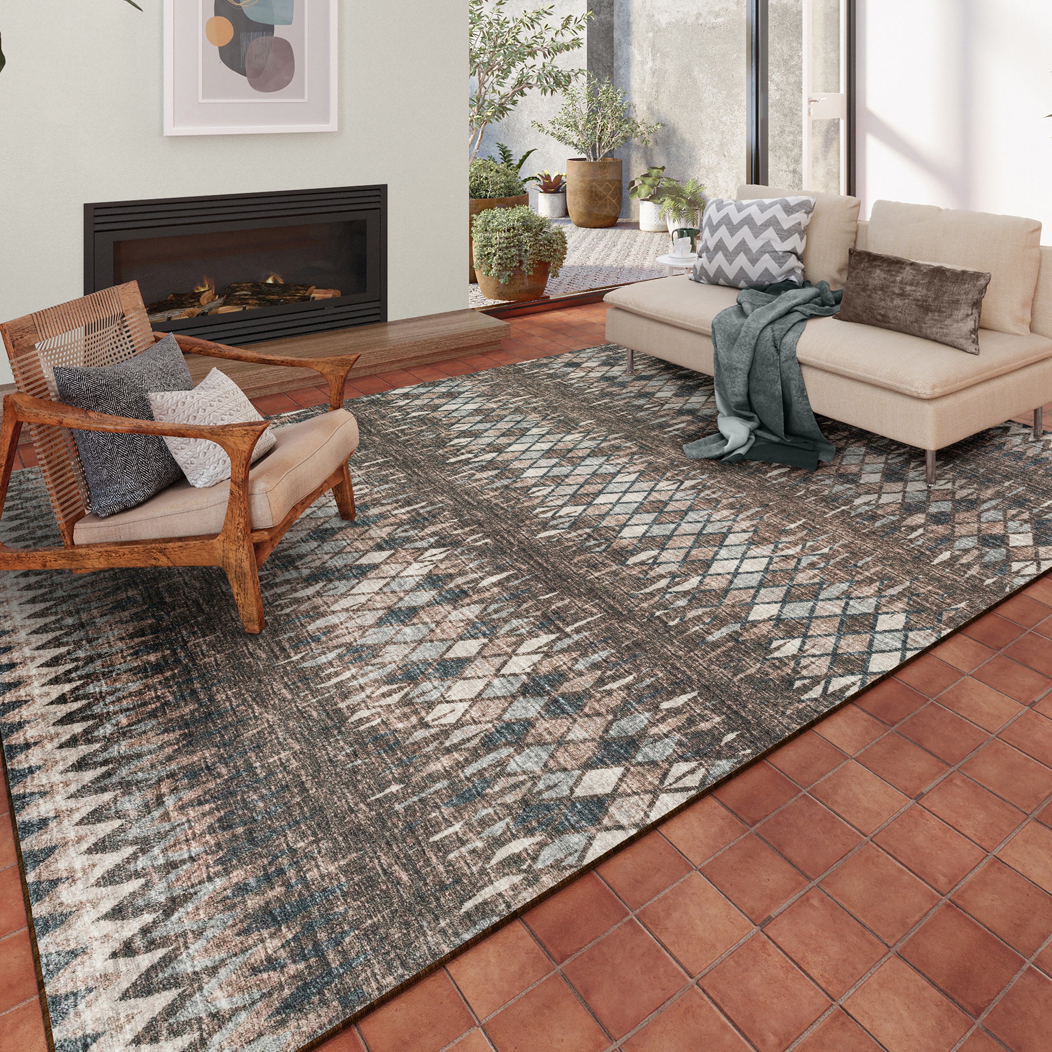 Indoor/Outdoor Transitional WL5 Driftwood Brown Rug 3' x 5' #shape_Rectangle