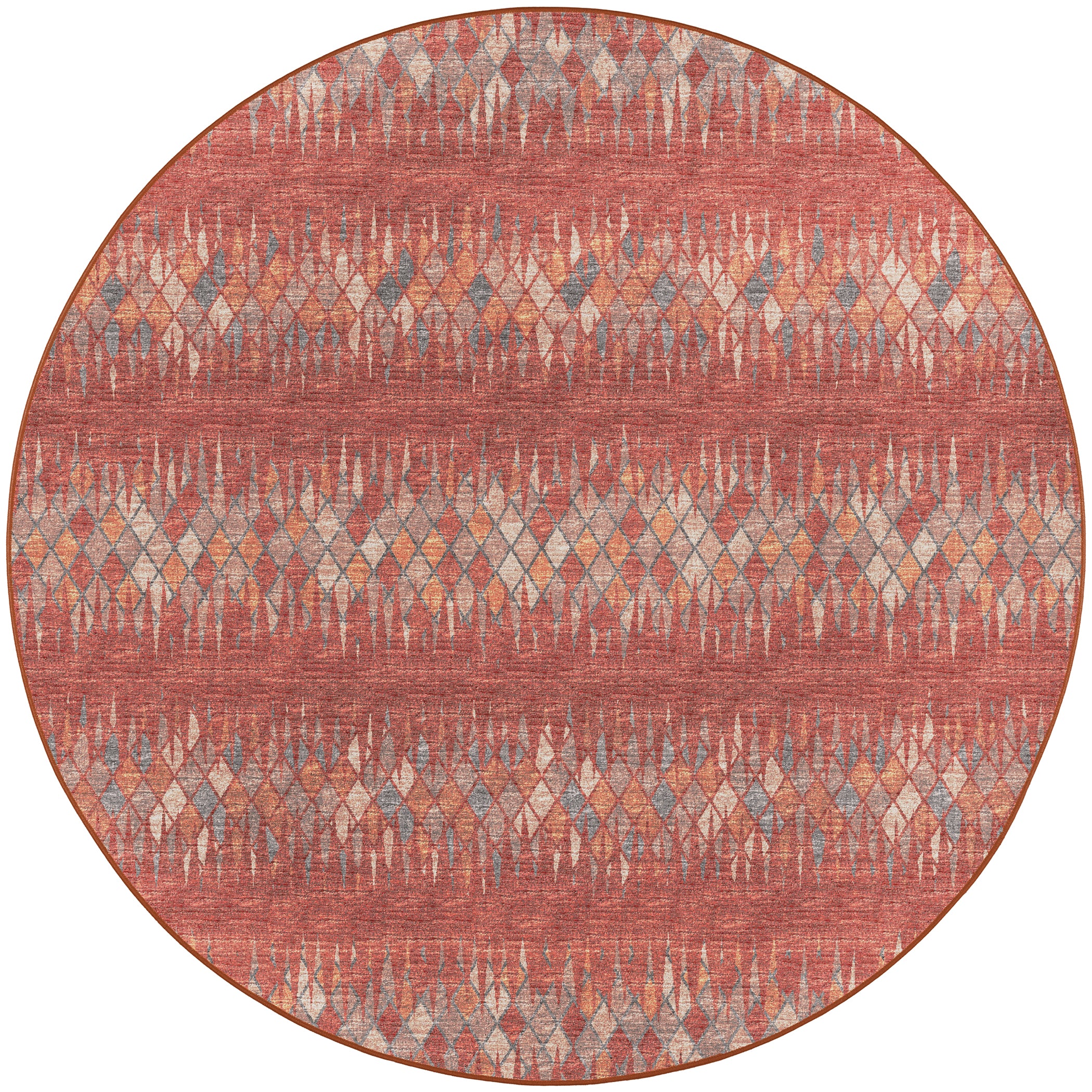 Indoor/Outdoor Transitional WL5 Paprika Orange Rug 4' x 4' #shape_Round