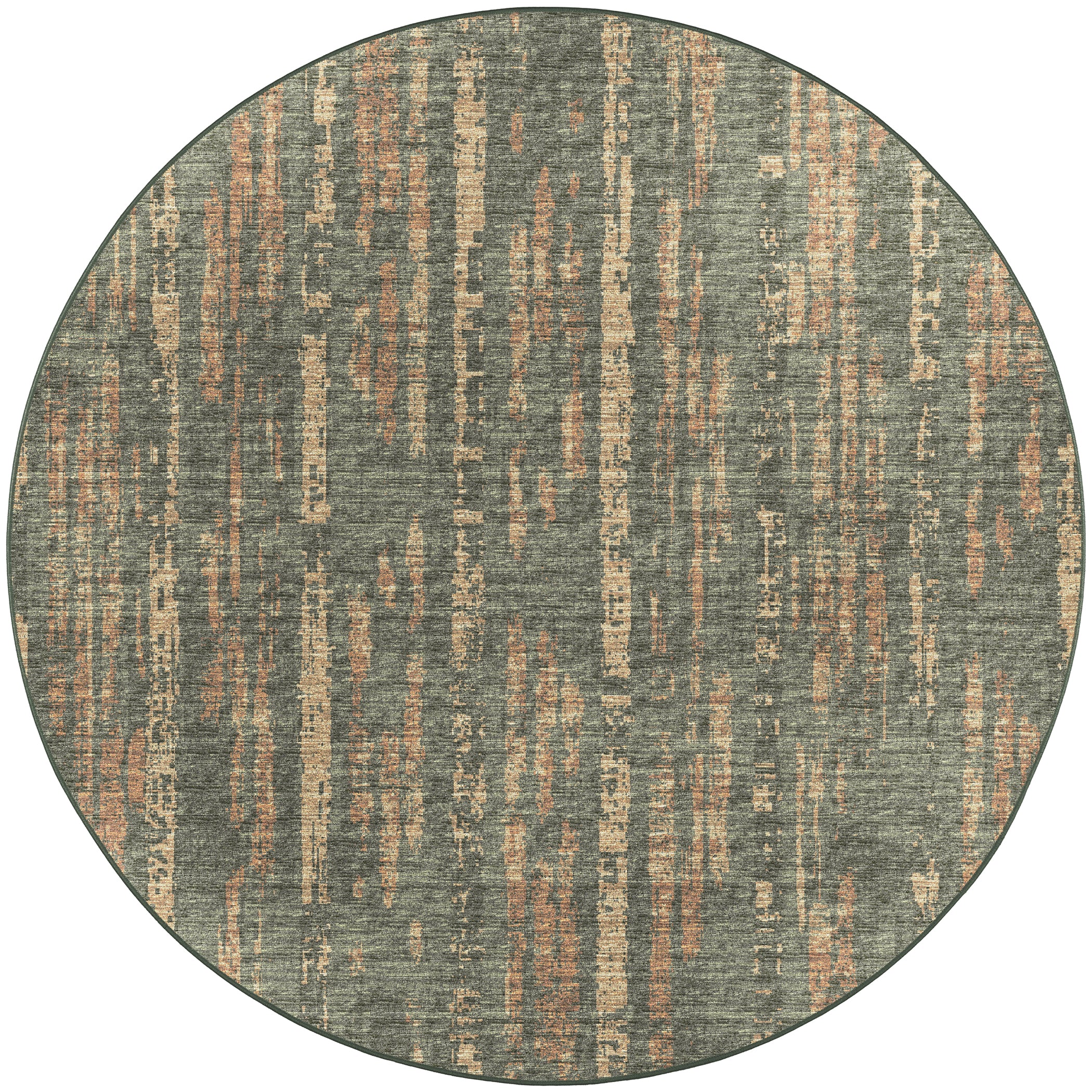 Indoor/Outdoor Transitional WL6 Olive Green Rug 4' x 4' #shape_Round