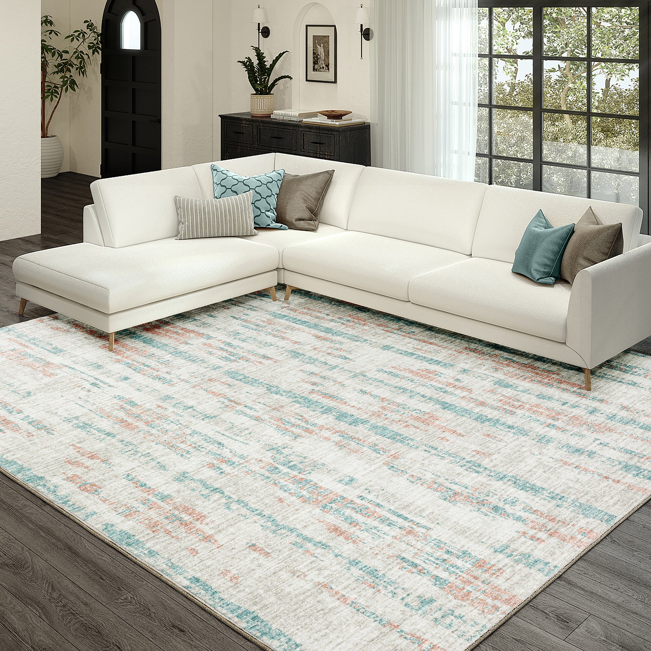 Indoor/Outdoor Transitional WL6 Pearl Ivory Rug 3' x 5' #shape_Rectangle